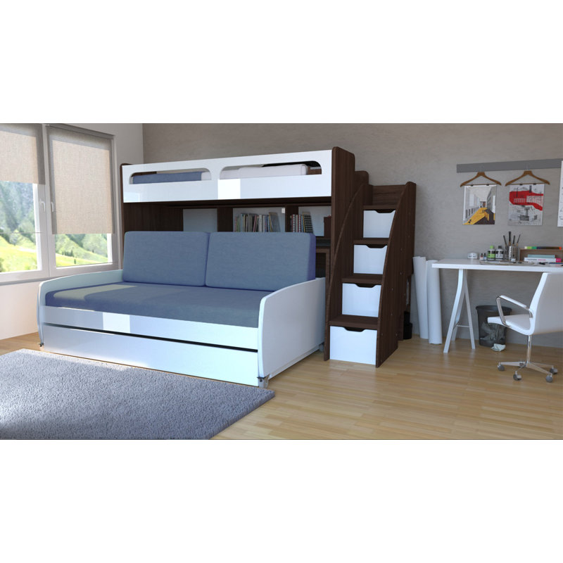 Brayden Studio Gautreau Twin LShaped Bunk Bed with Trundle and Drawers